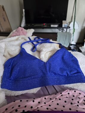 Time and Tru Sparkle Royal Blue Bralette
